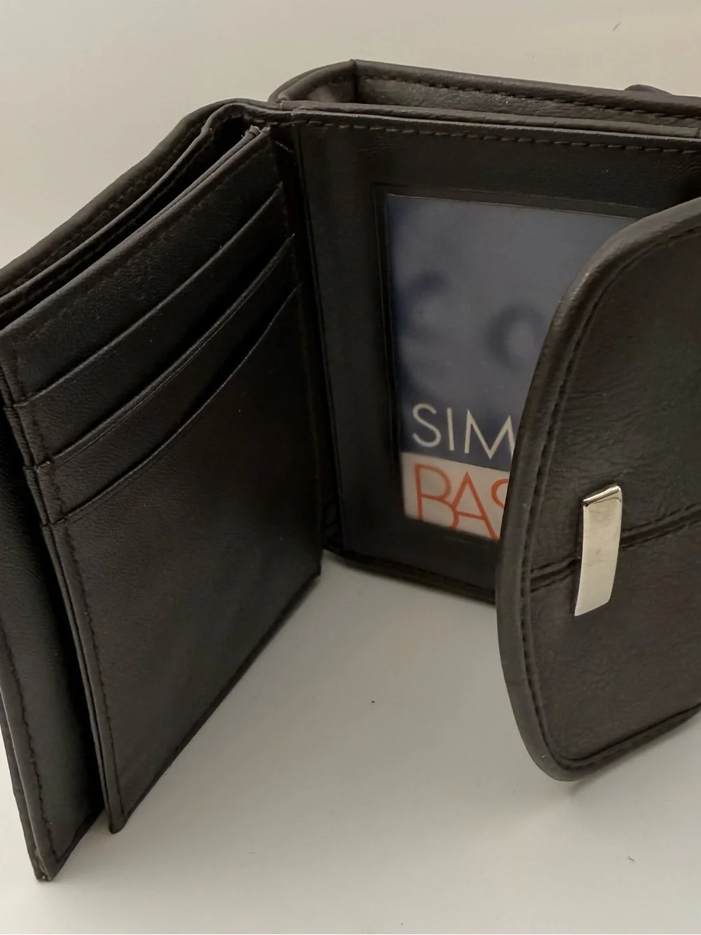 Women's Black Leather Wallet with Silver Detail